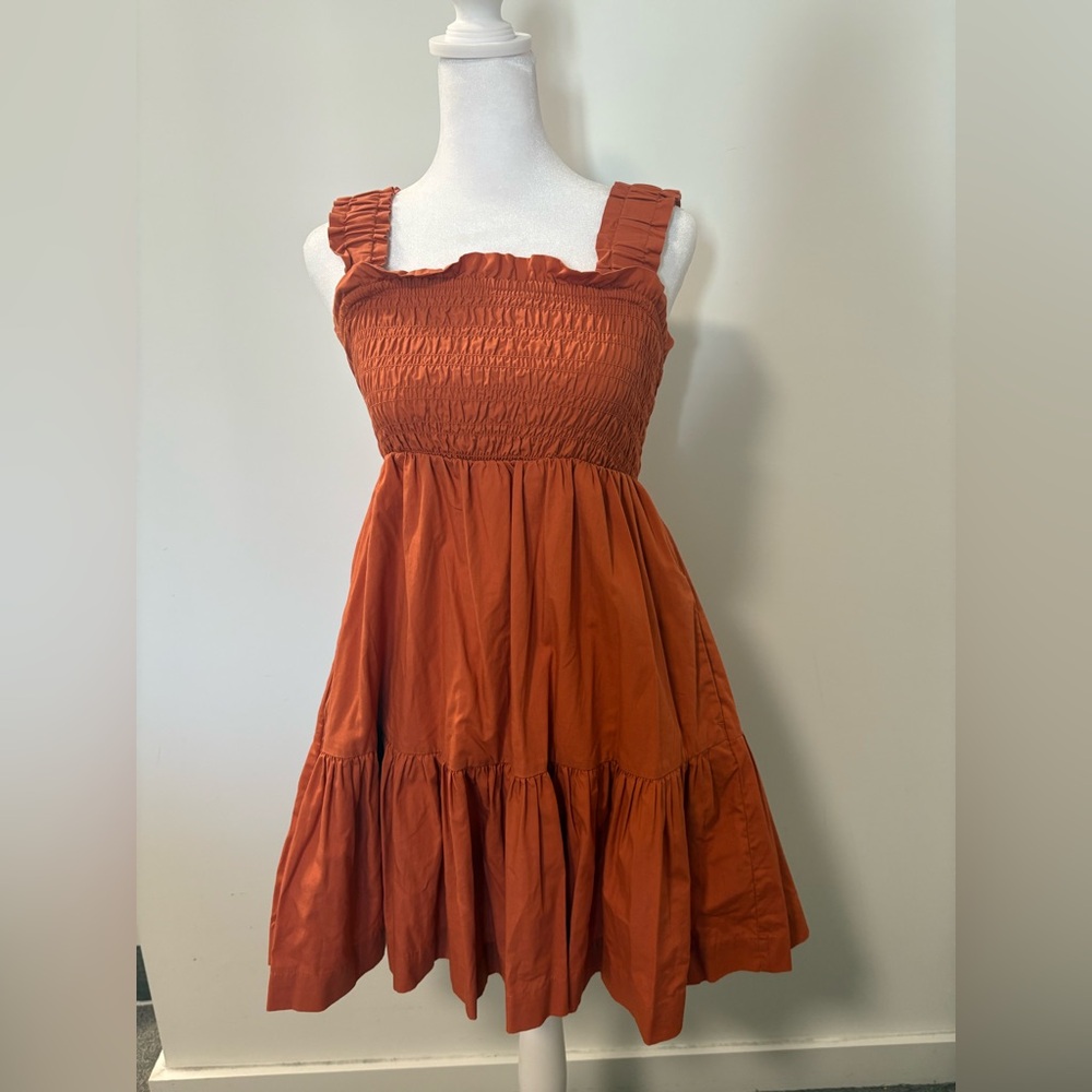 Abercrombie & Fitch Rust Orange Smocked Mini Dress